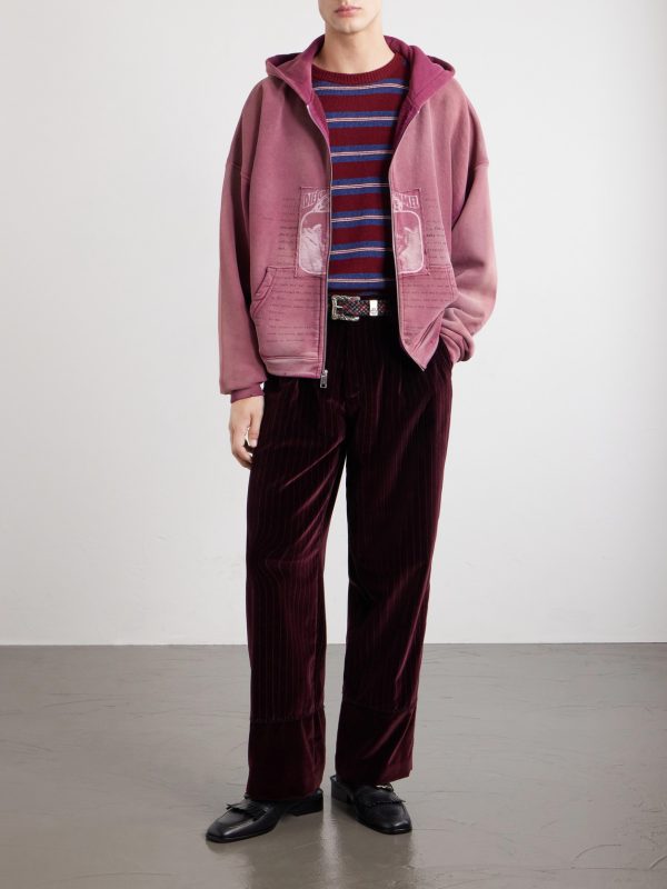 Tapered Pleated Striped Cotton-Velvet Trousers - OU Tapered Pleated Striped Cotton-Velvet Trousers - OU