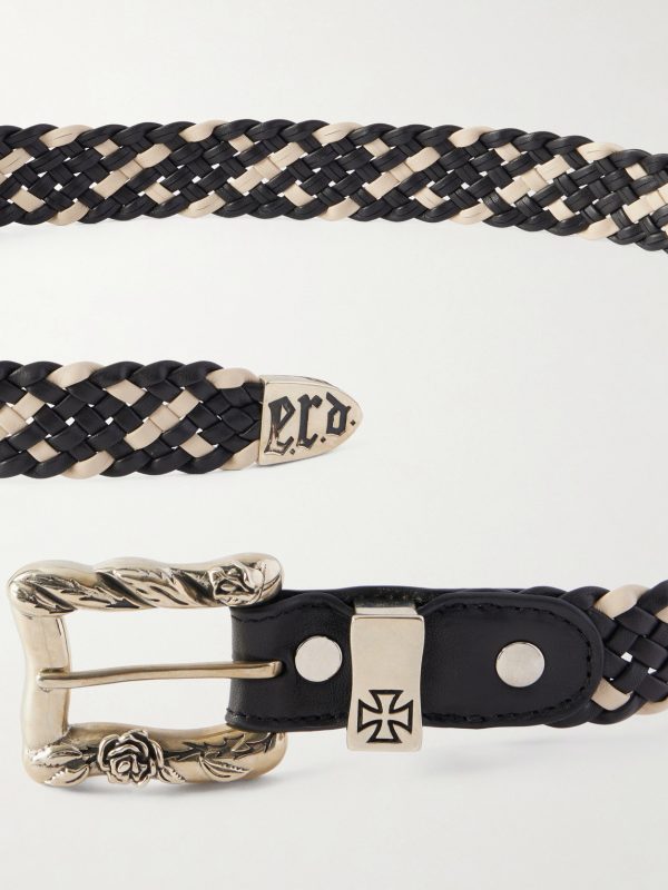 3cm Logo-Engraved Braided Leather Belt - E1