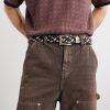 3cm Logo-Engraved Braided Leather Belt - OU