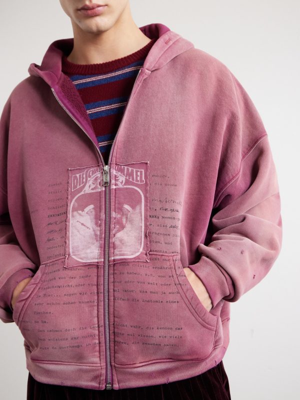 Rock / Paper / Scissors II Distressed Printed Cotton-Jersey Zip-Up Hoodie - CU
