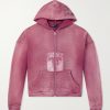 Rock / Paper / Scissors II Distressed Printed Cotton-Jersey Zip-Up Hoodie