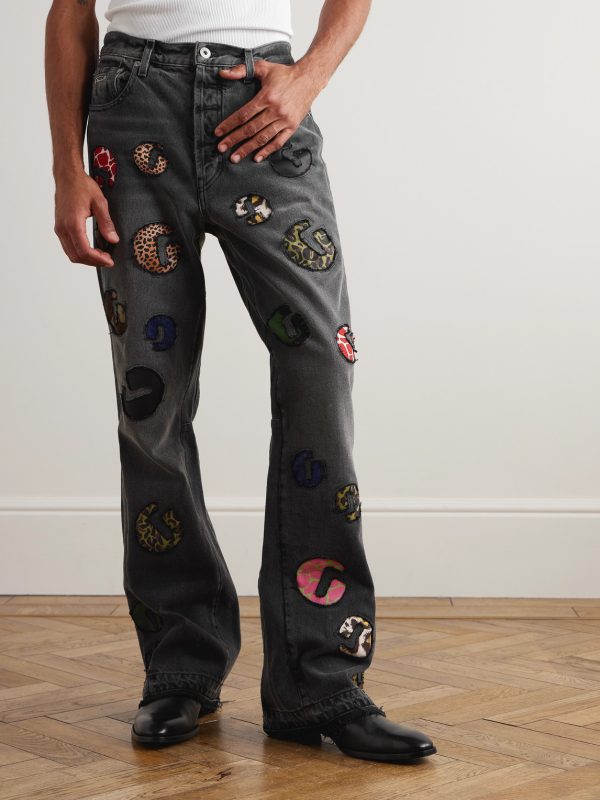 G-Time Flared Distressed Logo-Appliquéd Jeans - FR