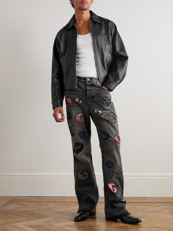G-Time Flared Distressed Logo-Appliquéd Jeans - OU