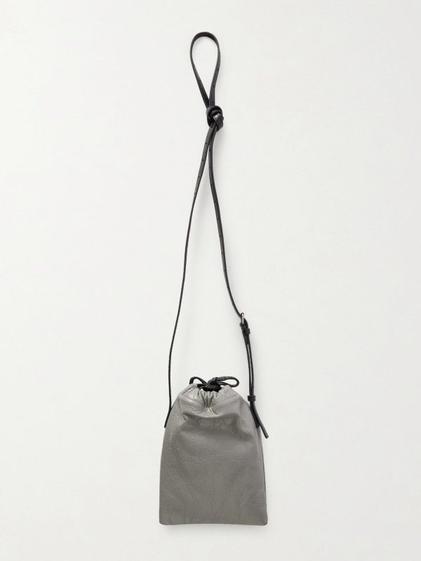 Shopper Logo-Debossed Crinkled-Leather Phone Pouch - BK Shopper Logo-Debossed Crinkled-Leather Phone Pouch - BK