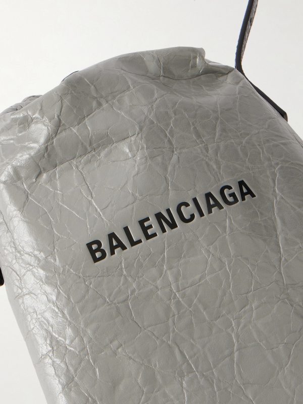 Shopper Logo-Debossed Crinkled-Leather Phone Pouch - CU Shopper Logo-Debossed Crinkled-Leather Phone Pouch - CU