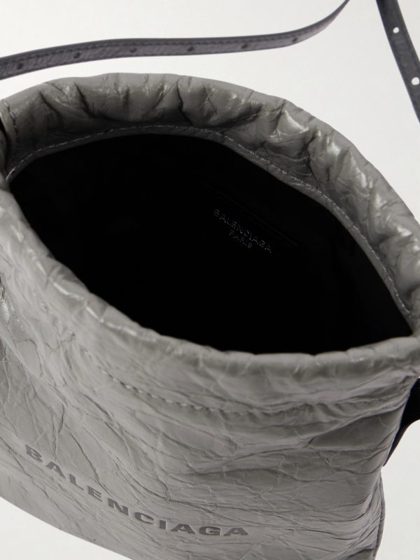 Shopper Logo-Debossed Crinkled-Leather Phone Pouch - E1 Shopper Logo-Debossed Crinkled-Leather Phone Pouch - E1