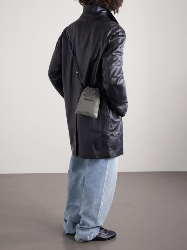 Shopper Logo-Debossed Crinkled-Leather Phone Pouch - OU Shopper Logo-Debossed Crinkled-Leather Phone Pouch - OU