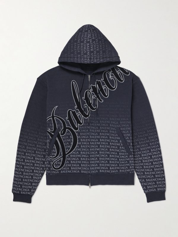 Oversized Logo-Appliquéd Printed Cotton-Jersey Zip-Up Hoodie Oversized Logo-Appliquéd Printed Cotton-Jersey Zip-Up Hoodie