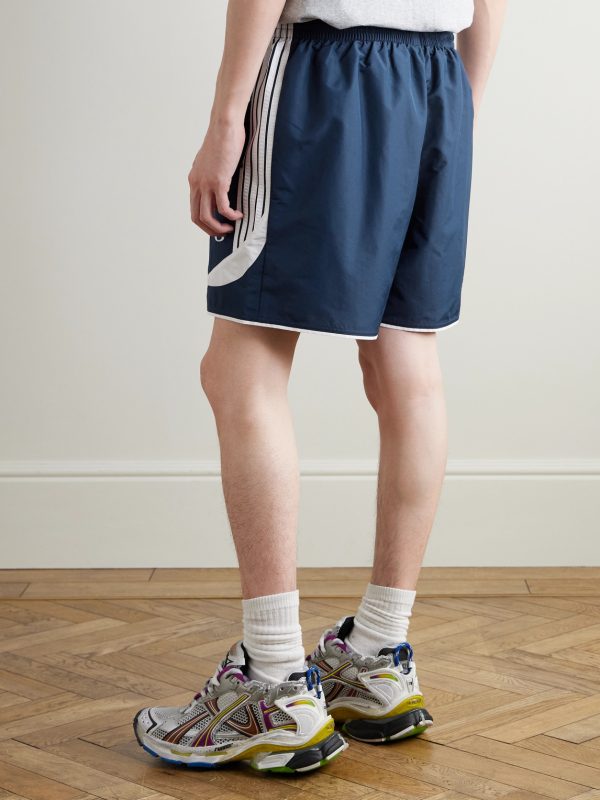 Straight-Leg Embroidered Striped Swim Shorts - BK Straight-Leg Embroidered Striped Swim Shorts - BK