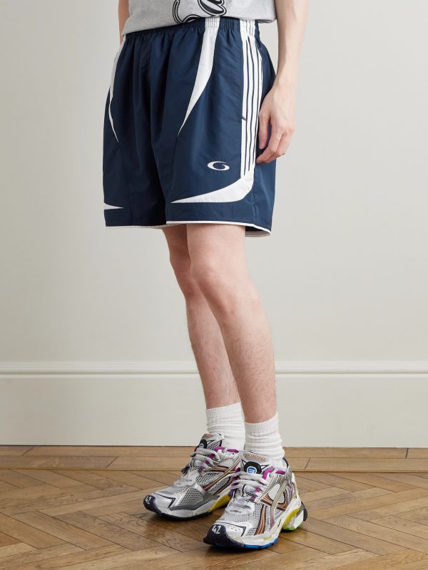 Straight-Leg Embroidered Striped Swim Shorts - FR Straight-Leg Embroidered Striped Swim Shorts - FR