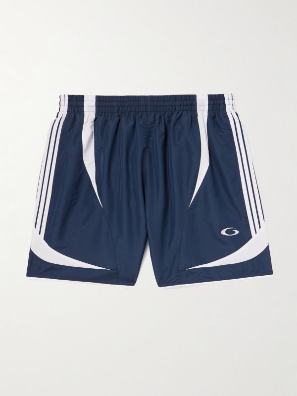 Straight-Leg Embroidered Striped Swim Shorts Straight-Leg Embroidered Striped Swim Shorts