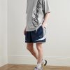 Straight-Leg Embroidered Striped Swim Shorts - OU Straight-Leg Embroidered Striped Swim Shorts - OU