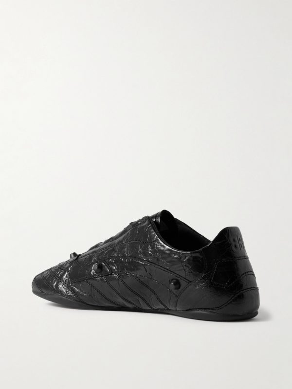 City Studded Cracked Leather Sneakers - BK City Studded Cracked Leather Sneakers - BK