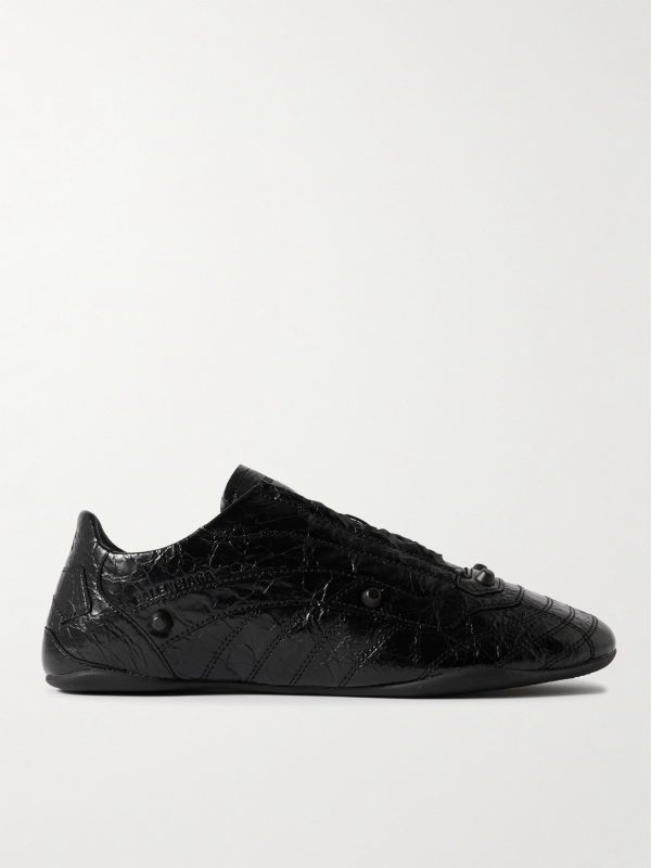 City Studded Cracked Leather Sneakers City Studded Cracked Leather Sneakers