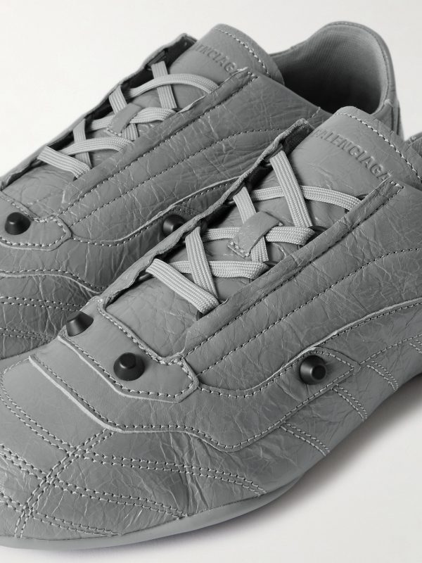 City Studded Cracked Leather Sneakers - CU