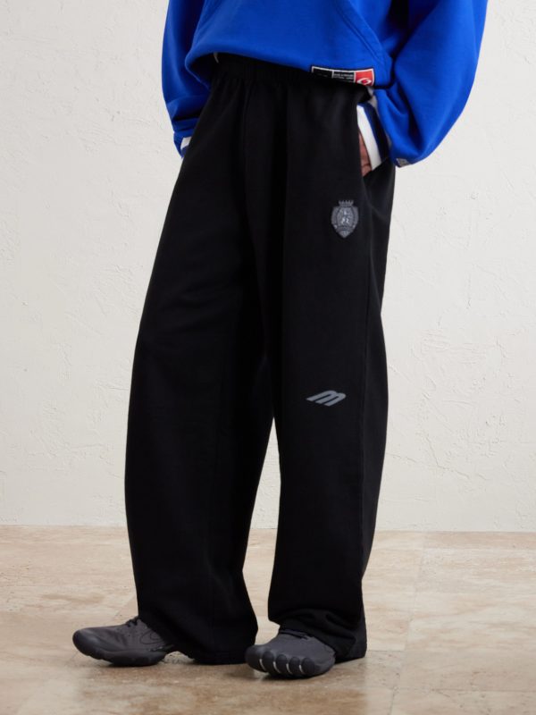 Wide-Leg Logo-Print Appliquéd Cotton-Jersey Sweatpants - FR
