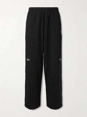 Wide-Leg Logo-Print Appliquéd Cotton-Jersey Sweatpants Wide-Leg Logo-Print Appliquéd Cotton-Jersey Sweatpants