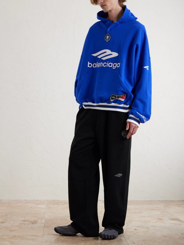 Wide-Leg Logo-Print Appliquéd Cotton-Jersey Sweatpants - OU