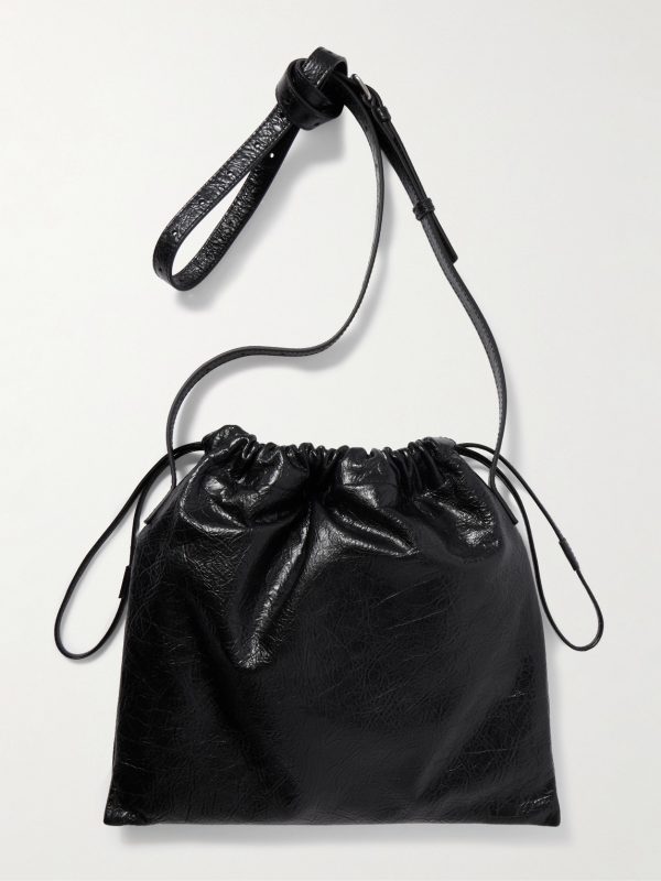 Shopper Cracked-Leather Pouch - BK