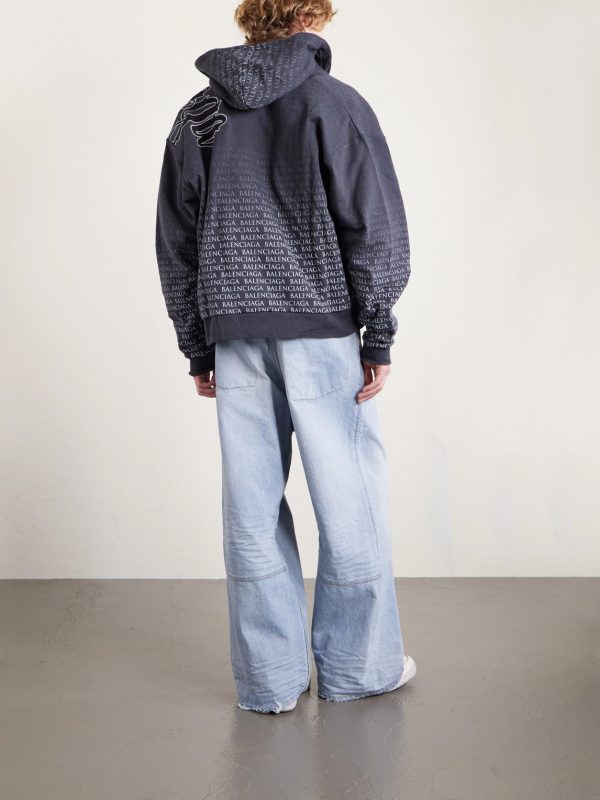 Wide-Leg Distressed Jeans - BK