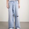 Wide-Leg Distressed Jeans - FR