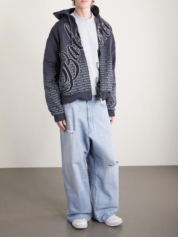 Wide-Leg Distressed Jeans - OU