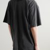 Distressed Logo-Print Cotton-Jersey T-Shirt - BK Distressed Logo-Print Cotton-Jersey T-Shirt - BK