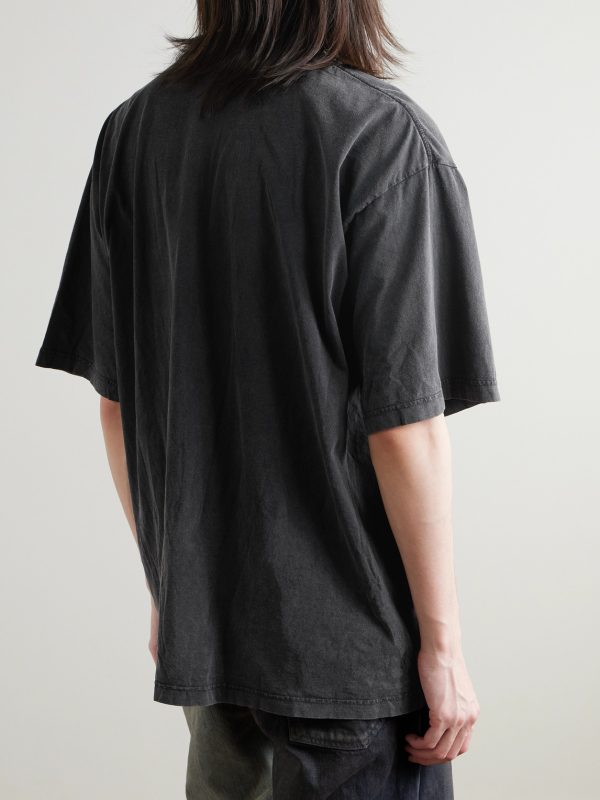 Distressed Logo-Print Cotton-Jersey T-Shirt - BK Distressed Logo-Print Cotton-Jersey T-Shirt - BK