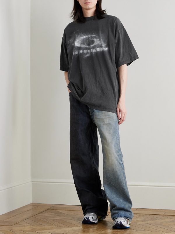 Distressed Logo-Print Cotton-Jersey T-Shirt - OU Distressed Logo-Print Cotton-Jersey T-Shirt - OU
