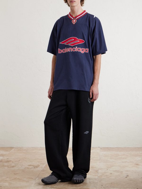 Oversized Embroidered Printed Cotton-Jersey T-Shirt - OU Oversized Embroidered Printed Cotton-Jersey T-Shirt - OU