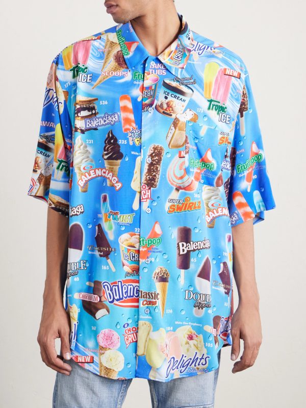 Sweet Treat Minimal Oversized Printed Poplin Shirt - FR Sweet Treat Minimal Oversized Printed Poplin Shirt - FR