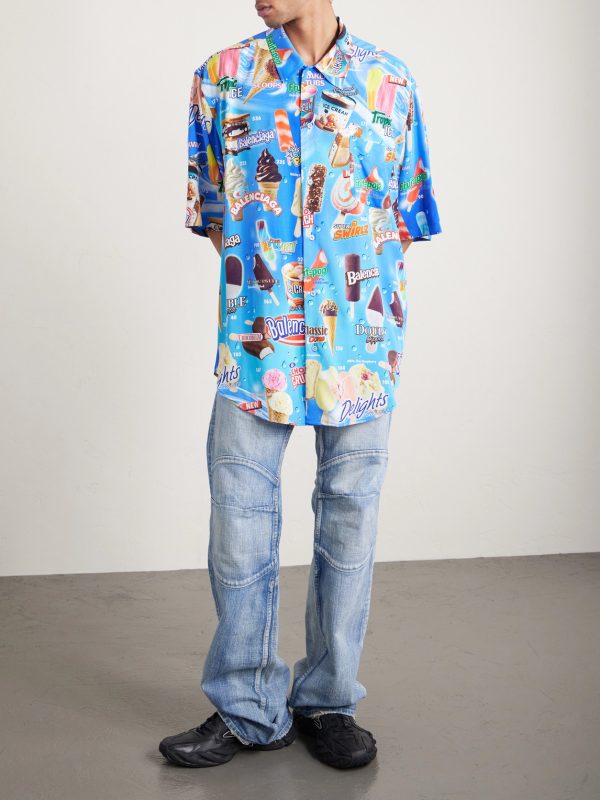 Sweet Treat Minimal Oversized Printed Poplin Shirt - OU Sweet Treat Minimal Oversized Printed Poplin Shirt - OU