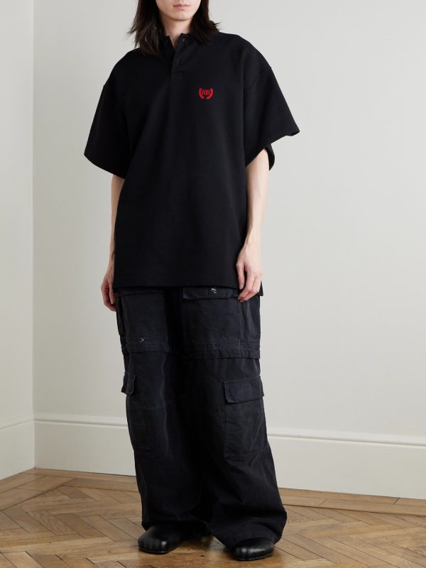 Oversized Logo-Embroidered Cotton Polo Shirt - OU Oversized Logo-Embroidered Cotton Polo Shirt - OU