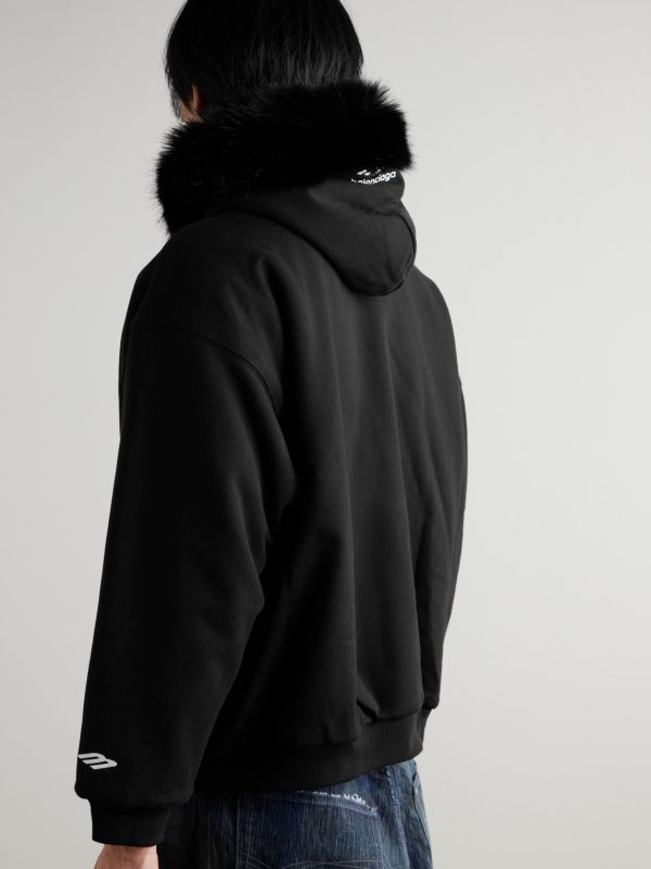 Plush-Lined Cotton-Jersey Hoodie - BK Plush-Lined Cotton-Jersey Hoodie - BK