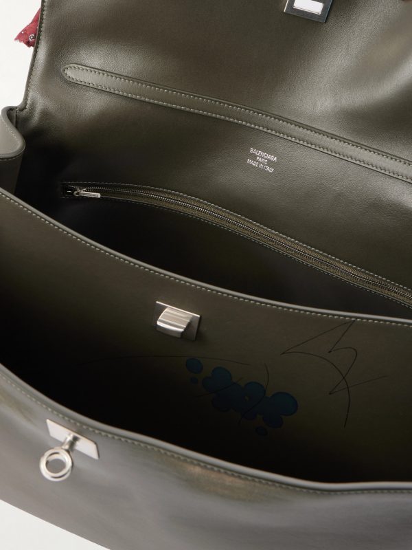 Rodeo Large Distressed Satin-Trimmed Printed Leather Tote Bag - E1 Rodeo Large Distressed Satin-Trimmed Printed Leather Tote Bag - E1
