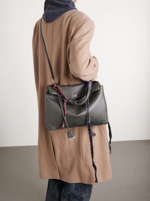 Rodeo Large Distressed Satin-Trimmed Printed Leather Tote Bag - E2 Rodeo Large Distressed Satin-Trimmed Printed Leather Tote Bag - E2