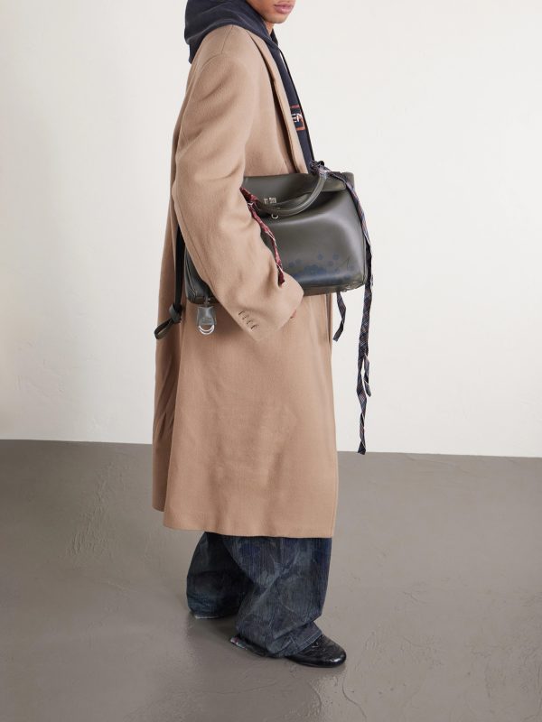 Rodeo Large Distressed Satin-Trimmed Printed Leather Tote Bag - E3 Rodeo Large Distressed Satin-Trimmed Printed Leather Tote Bag - E3