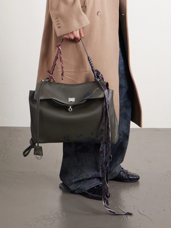 Rodeo Large Distressed Satin-Trimmed Printed Leather Tote Bag - OU Rodeo Large Distressed Satin-Trimmed Printed Leather Tote Bag - OU