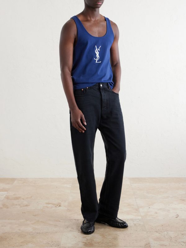 Logo-Embroidered Cotton-Jersey Tank Top - OU