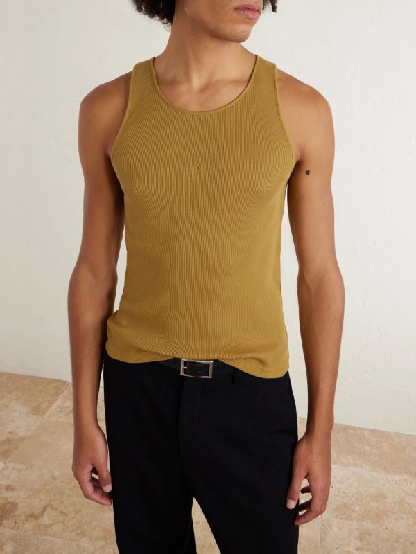 Logo-Embroidered Ribbed Cotton Tank Top - FR Logo-Embroidered Ribbed Cotton Tank Top - FR