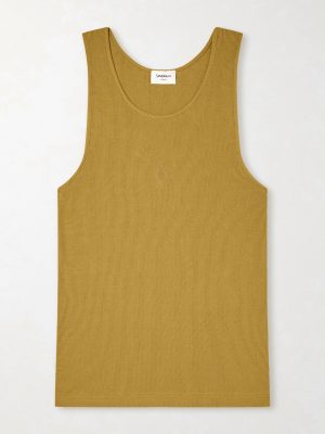 Logo-Embroidered Ribbed Cotton Tank Top Logo-Embroidered Ribbed Cotton Tank Top