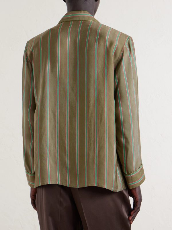 Piped Striped Recycled-Twill Shirt - BK Piped Striped Recycled-Twill Shirt - BK
