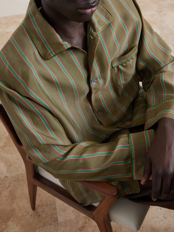 Piped Striped Recycled-Twill Shirt - CU Piped Striped Recycled-Twill Shirt - CU