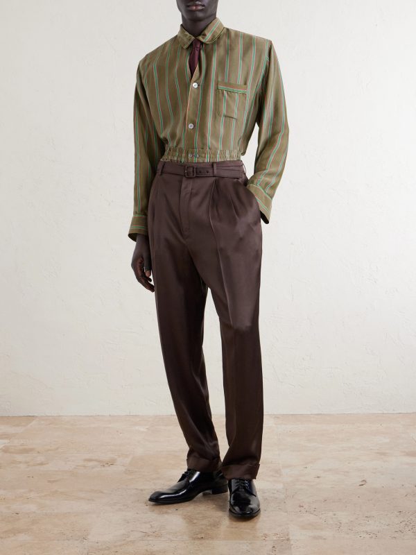 Piped Striped Recycled-Twill Shirt - OU Piped Striped Recycled-Twill Shirt - OU