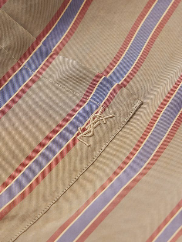 Camp-Collar Logo-Embroidered Striped Twill Shirt - CU Camp-Collar Logo-Embroidered Striped Twill Shirt - CU