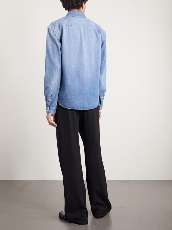 Logo-Embroidered Denim Shirt - BK Logo-Embroidered Denim Shirt - BK