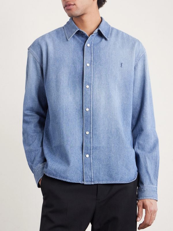 Logo-Embroidered Denim Shirt - FR Logo-Embroidered Denim Shirt - FR