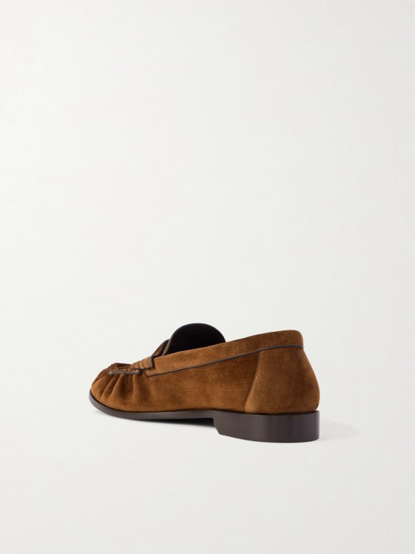 Le Loafer Monogram Logo-Appliquéd Suede Penny Loafers - BK Le Loafer Monogram Logo-Appliquéd Suede Penny Loafers - BK
