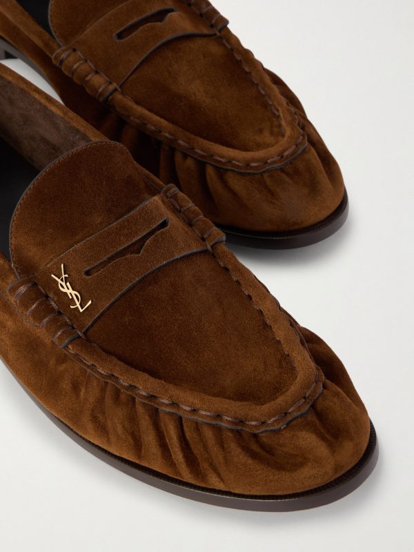 Le Loafer Monogram Logo-Appliquéd Suede Penny Loafers - CU Le Loafer Monogram Logo-Appliquéd Suede Penny Loafers - CU