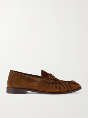 Le Loafer Monogram Logo-Appliquéd Suede Penny Loafers Le Loafer Monogram Logo-Appliquéd Suede Penny Loafers